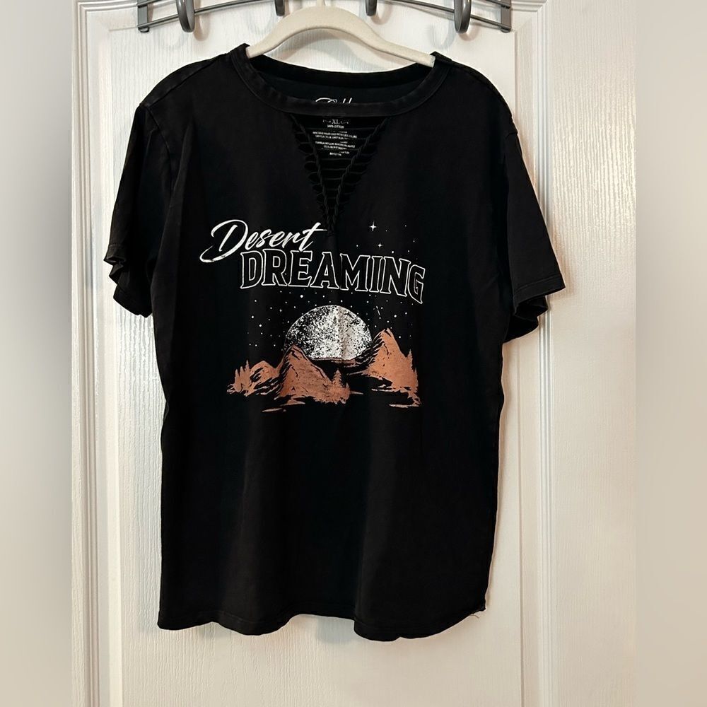 Cold Crush T-Shirt Desert‎ Dreaming Acid Washed Mountains XL women’s